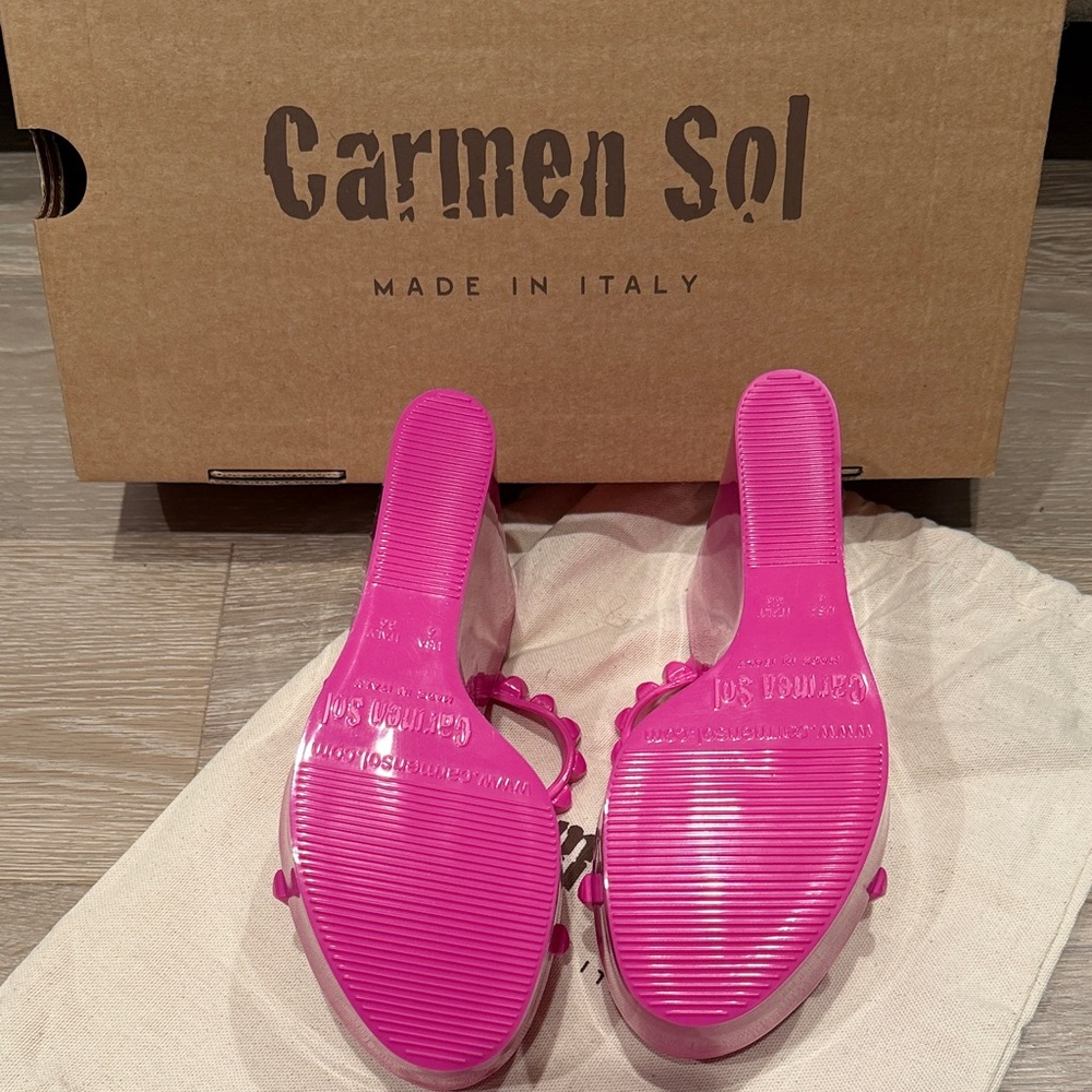 Carmen Sol Pink Wedge Sandals - Picture 2 of 6